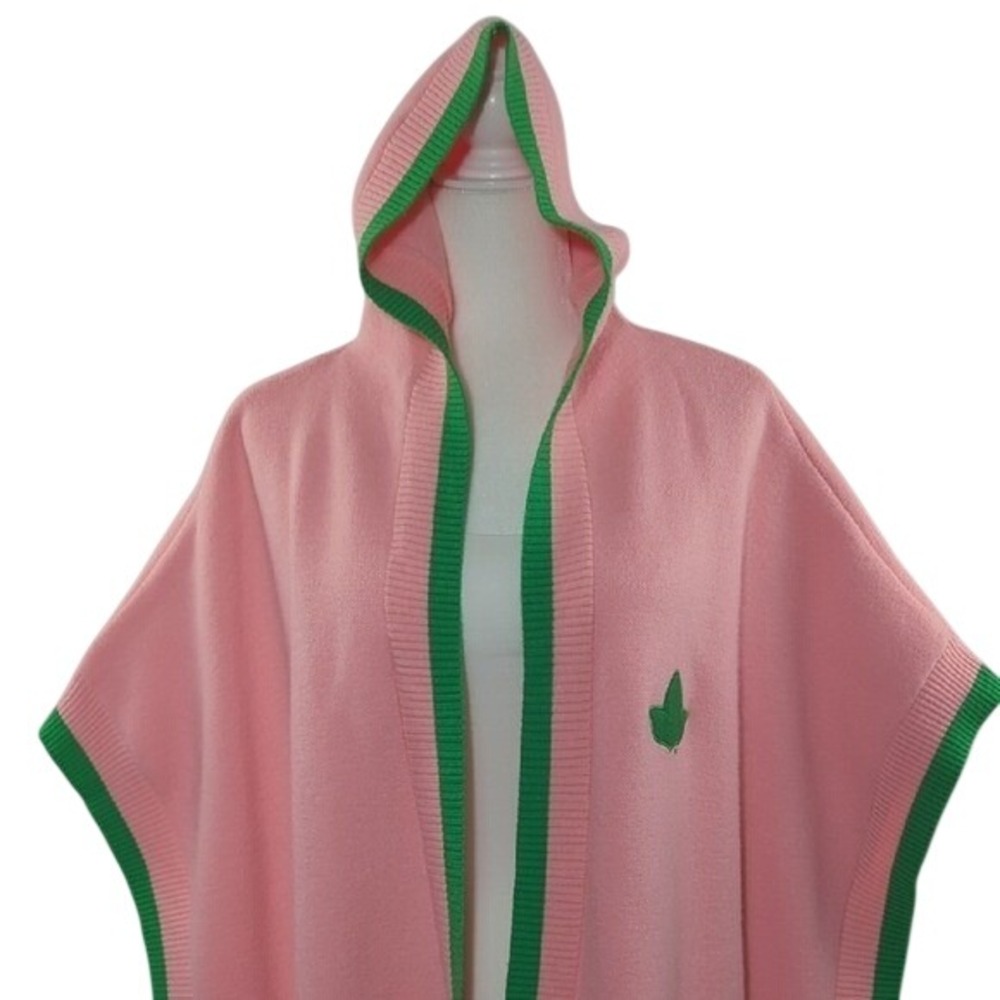 Ivy Storehouse AKA Ivy Leaf Knit Cape Pink Green Alpha Kappa‎ Alpha Sorority XL - Picture 2 of 15